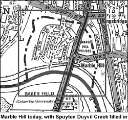 Map of Marble Hill today, with Spuyten Duyvil Creek filled in